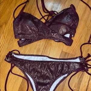 Maroon metallic bikini set from PINK size Medium
